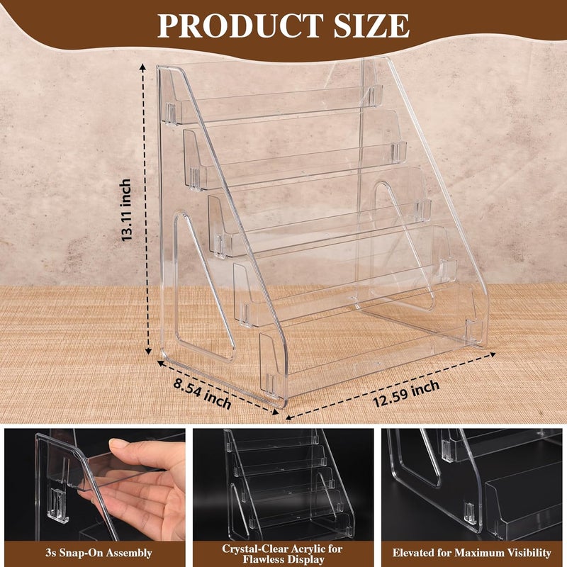 CELSOL 2 Pack Elevated 5 Tier Clear Acrylic Card Display Stand for Trading Cards, Sports Cards, Greeting Cards, Stickers – Slanted Holder for PSA Slabs, Vendors, Collectors & Retail (5 Tier 2 Pack) - Image 2